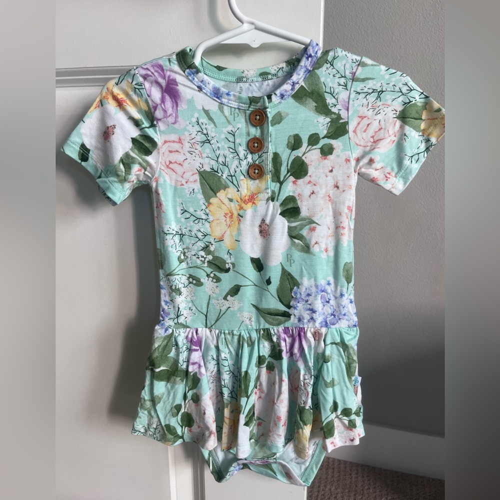 Posh Peanut Green Floral Dress, 18-24 Months, NWT 🌸